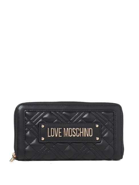 LOVE MOSCHINO QUILTED L Portemonnaie mit umlaufendem Reißverschluss Schwarz - Brieftaschen Damen