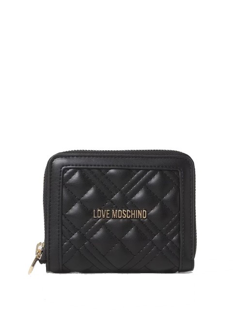 LOVE MOSCHINO QUILTED M Mittelgroße Geldbörse mit umlaufendem Reißverschluss Schwarz - Brieftaschen Damen