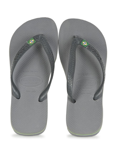 HAVAIANAS  BRASILIEN-LOGO-Flip-Flops Stahlgrau - Schuhe Unisex