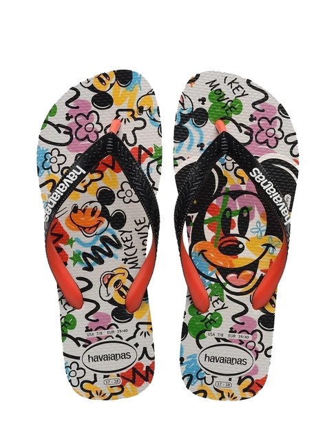 HAVAIANAS DISNEY STYLISH Flip Flops Beige/Schwarz/Blutorange - Schuhe Unisex