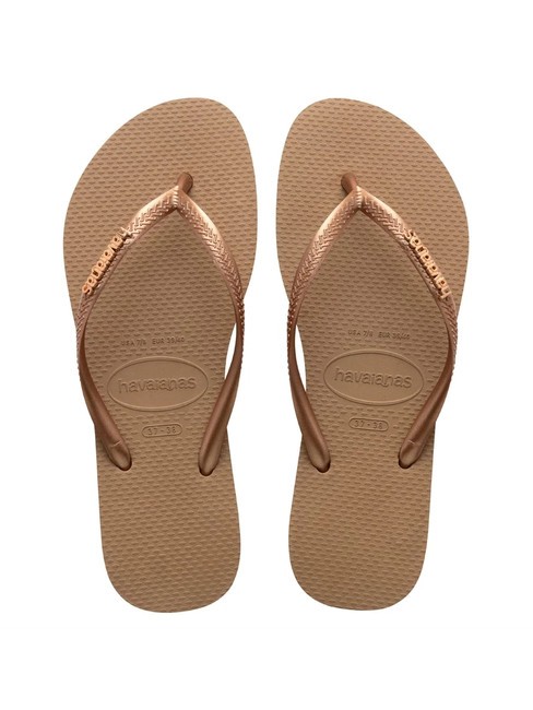 HAVAIANAS SLIM LOGO Flip Flops rosé / gold - Damenschuhe