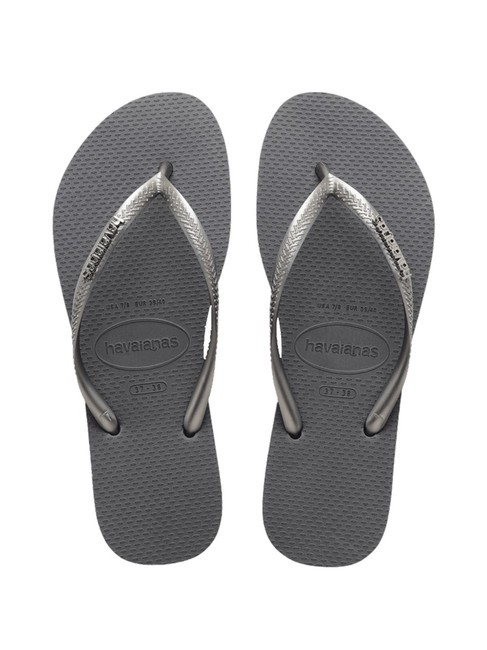 HAVAIANAS SLIM LOGO Flip Flops Stahlgrau - Damenschuhe