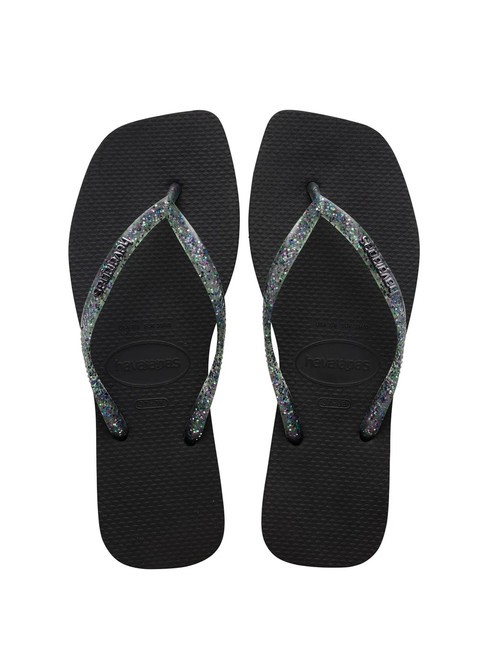 HAVAIANAS SQUARE LOGO Flip-Flops schwarz/silber - Damenschuhe