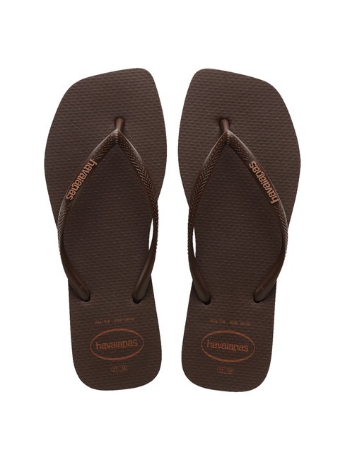 HAVAIANAS SQUARE LOGO Flip-Flops Dunkelbro - Damenschuhe