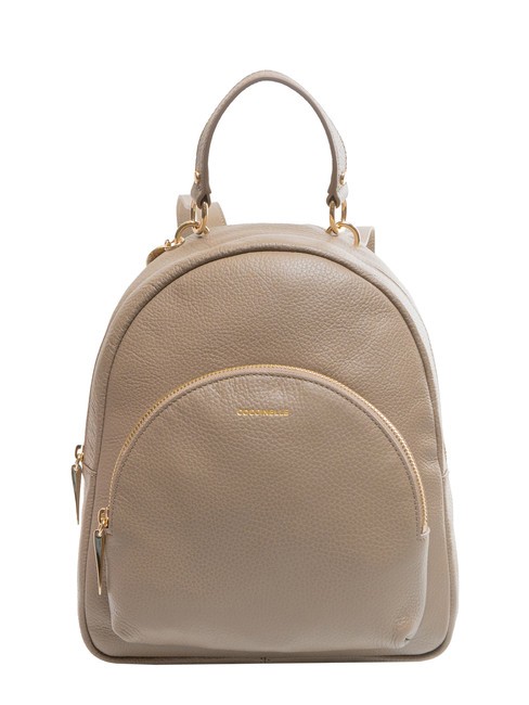 COCCINELLE ALPHA Runder Lederrucksack mit Tasche warmes Taupe - Damentaschen