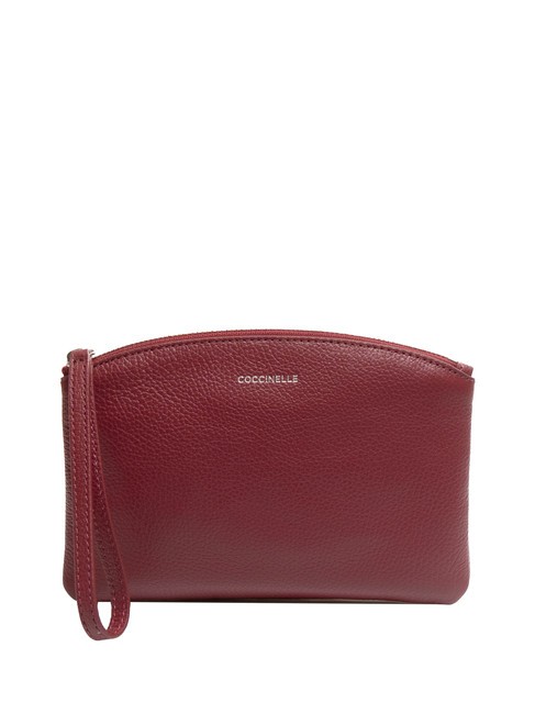 COCCINELLE ROUNDED ENVELOPE Clutch aus Leder mit Manschette Granatrot - Damentaschen