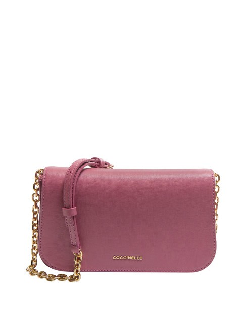 COCCINELLE CLOUD TEXTURED Mini-Ledertasche mit Kettenschulterriemen Fruchtfleisch rosa - Damentaschen