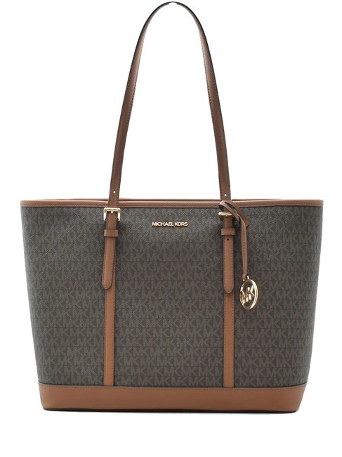 MICHAEL KORS JET SET TRAVEL Monogram Schulter-Shopper braun - Damentaschen