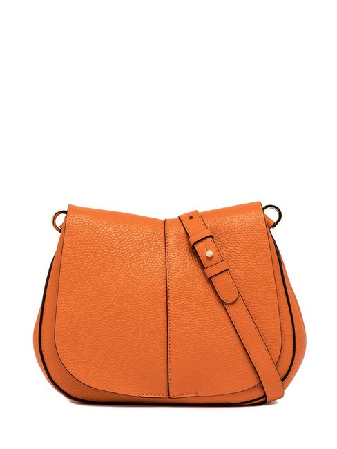 GIANNI CHIARINI HELENA ROUND Ledertasche mit doppeltem Schultergurt Flammenorange - Damentaschen