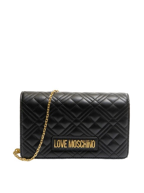 LOVE MOSCHINO QUILTED Gesteppte Clutch mit Metallriemen Schwarz - Damentaschen