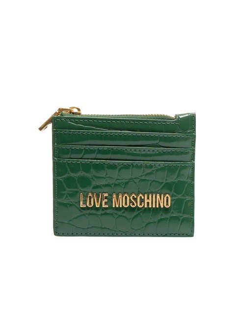 LOVE MOSCHINO SHINY CROCO Kartenhalter / Geldbörse  Grün - Brieftaschen Damen