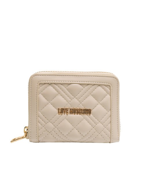 LOVE MOSCHINO QUILTED M Mittelgroße Geldbörse mit umlaufendem Reißverschluss Elfenbein - Brieftaschen Damen