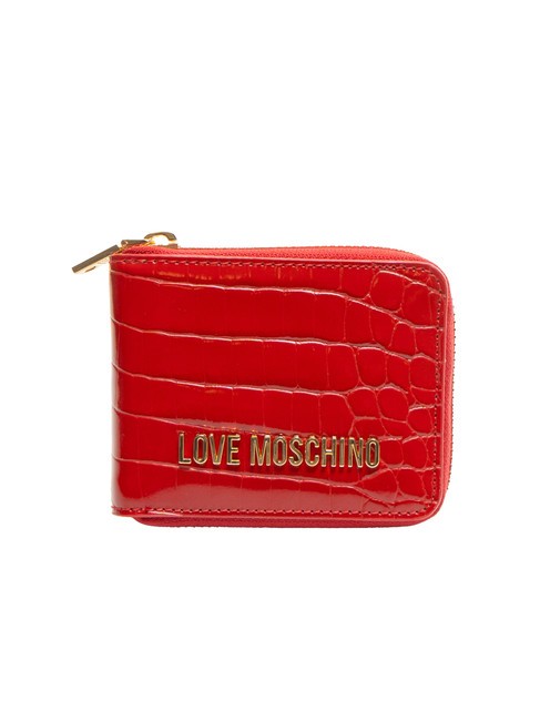 LOVE MOSCHINO SHINY CROCO Kleine Geldbörse mit umlaufendem Reißverschluss ROT - Brieftaschen Damen