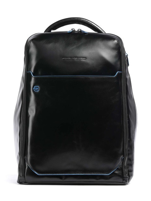 PIQUADRO BLUE SQUARE Lederrucksack, 14-Zoll-Laptophalter Schwarz - PC-Rucksäcke