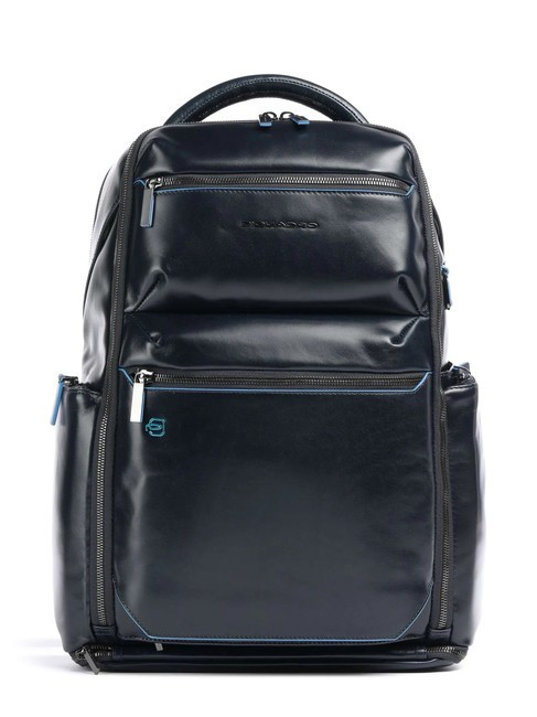 PIQUADRO BLUE SQUARE  15,6-Zoll-Laptop-Rucksack aus Leder Blau - PC-Rucksäcke