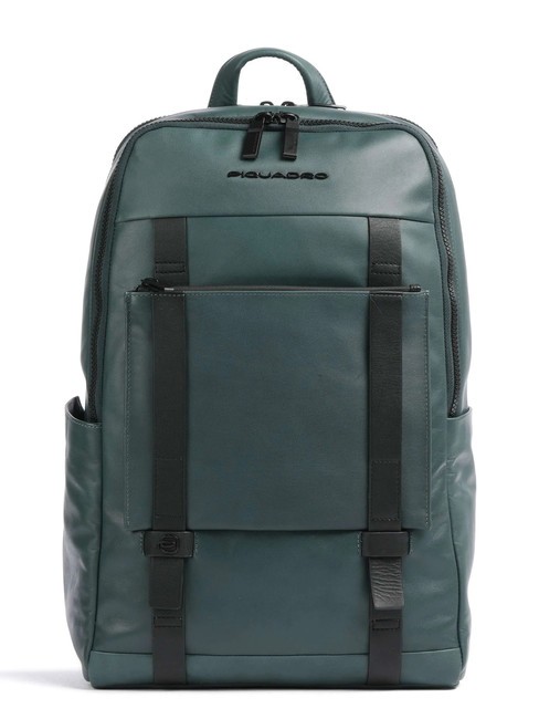 PIQUADRO DAVID Lederrucksack für 14-Zoll-Laptop GRÜN - PC-Rucksäcke