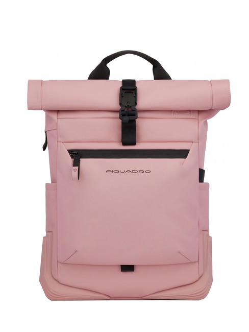 PIQUADRO CORNER SPECIALE GOMMATO Rolltop-Rucksack für 15,6-Zoll-Laptop ROSA - PC-Rucksäcke