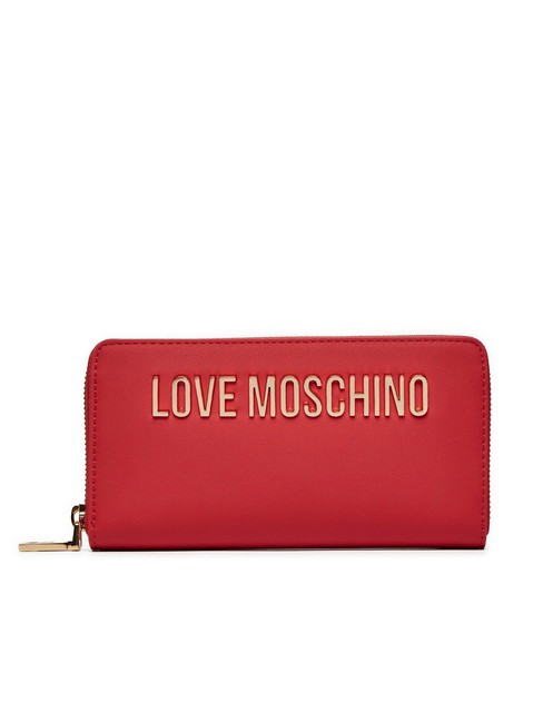 LOVE MOSCHINO METALLIC LOGO Große Geldbörse mit umlaufendem Reißverschluss ROT - Brieftaschen Damen