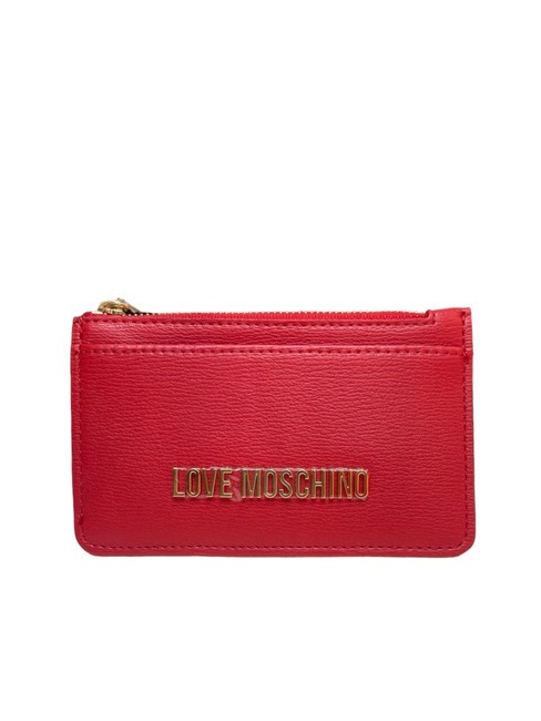 LOVE MOSCHINO METALLIC LOGO Flache Geldbörse mit Reißverschluss ROT - Brieftaschen Damen