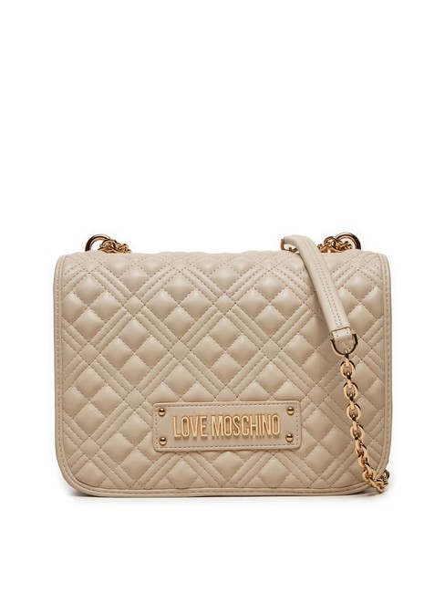 LOVE MOSCHINO QUILTED GOLD CHAIN Schulter-/Umhängetasche Elfenbein - Damentaschen