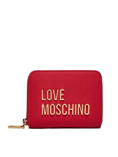 LOVE MOSCHINO METALLIC LOGO Mittelgroße Geldbörse mit umlaufendem Reißverschluss ROT - Brieftaschen Damen