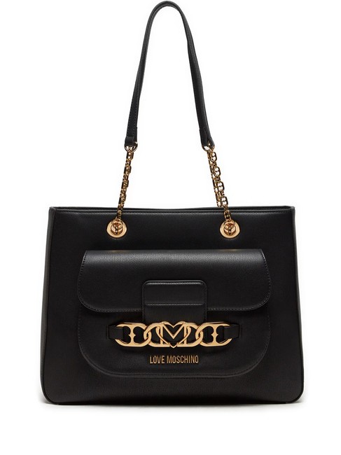 LOVE MOSCHINO HEART CHAIN Schulter-Shopper-Tasche Schwarz - Damentaschen