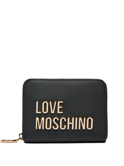 LOVE MOSCHINO METALLIC LOGO Mittelgroße Geldbörse mit umlaufendem Reißverschluss Schwarz - Brieftaschen Damen