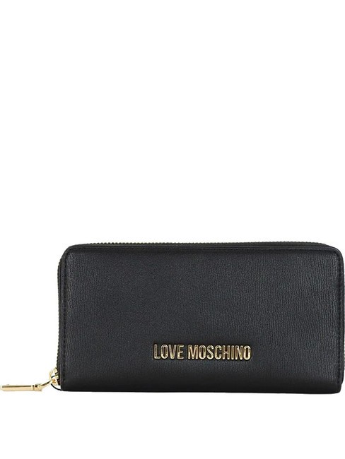 LOVE MOSCHINO LOGO LETTERING Portemonnaie mit umlaufendem Reißverschluss Schwarz - Brieftaschen Damen