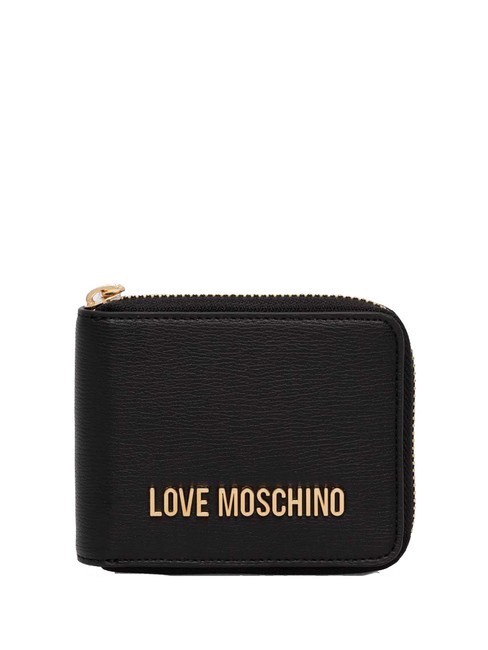 LOVE MOSCHINO LOGO LETTERING Mittelgroße Geldbörse mit umlaufendem Reißverschluss Schwarz - Brieftaschen Damen