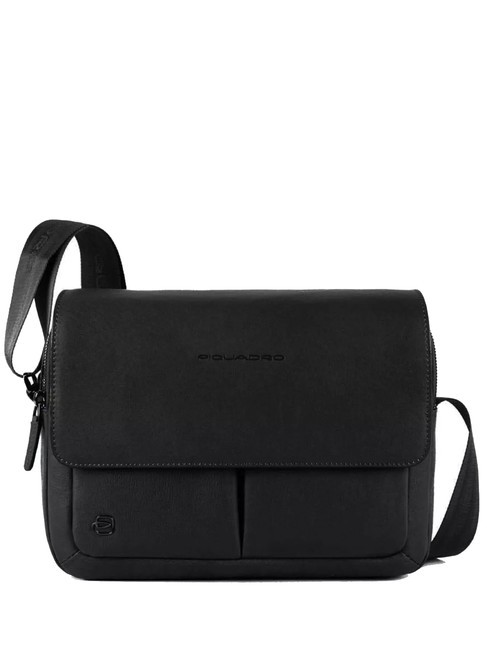 PIQUADRO BLACK SQUARE Messenger aus Leder Schwarz - Arbeitstaschen