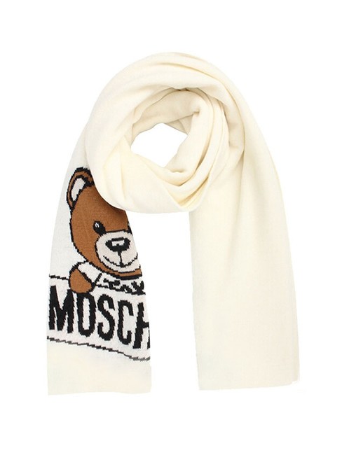 MOSCHINO TEDDY LOGO Schal aus Wollmischung Weiß - Schals