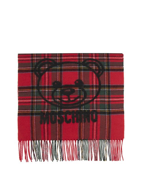 MOSCHINO TARTAN Wollschal mit Fransen Rot - Schals