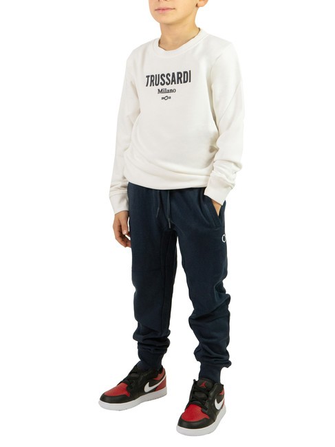 TRUSSARDI SCHULIT Trainingsanzug aus Sweatshirt und Hose gebrochenes Weiß/Marineblau - Trainingsanzüge für Kinder