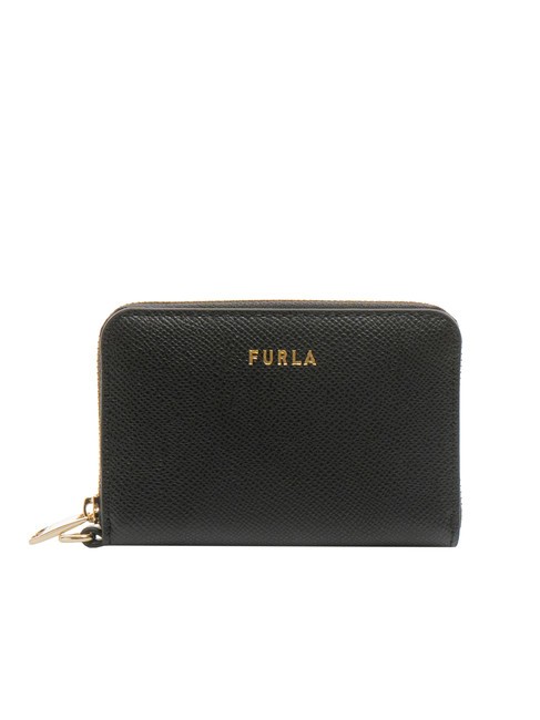 FURLA GARDENIA Kleine Lederbrieftasche mit umlaufendem Reißverschluss Schwarz - Brieftaschen Damen