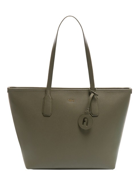 FURLA CLASSIC Shopper-Tasche aus Leder mit Andromeda-Print Salbei - Damentaschen