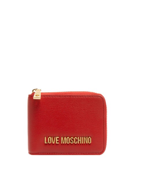 LOVE MOSCHINO LOGO LETTERING Mittelgroße Geldbörse mit umlaufendem Reißverschluss ROT - Brieftaschen Damen