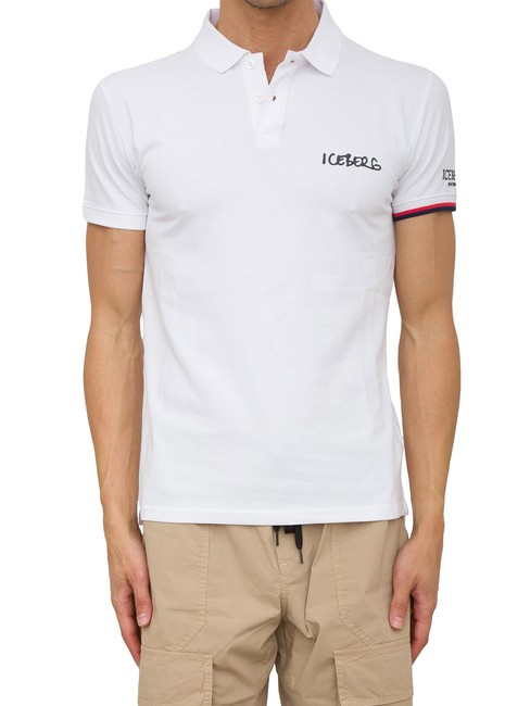 ICEBERG NEW BASIC LOGO Poloshirt aus Stretch-Baumwolle Weiß - Herren-Polo-Shirts/Herren-Polo-Shirt/Herrenpoloshirt/Herrenpoloshirts