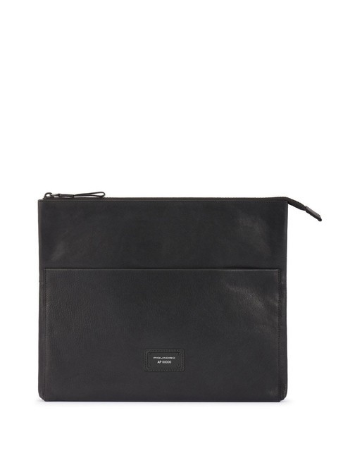 PIQUADRO HARPER Flache Clutch aus Leder Schwarz - Tablettmappe &amp; Organizer