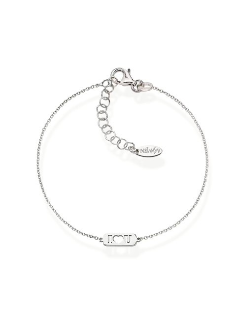 AMEN AMORE Tag-Armband I <3 U Rhodium - Armbänder