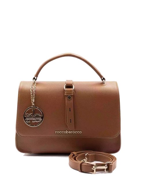 ROCCOBAROCCO GLAM Kleine Tasche mit Klappe und Schultergurt Cognac - Damentaschen