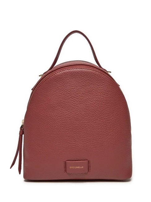 COCCINELLE VOILE Runder Rucksack aus strukturiertem Leder Brandy - Damentaschen