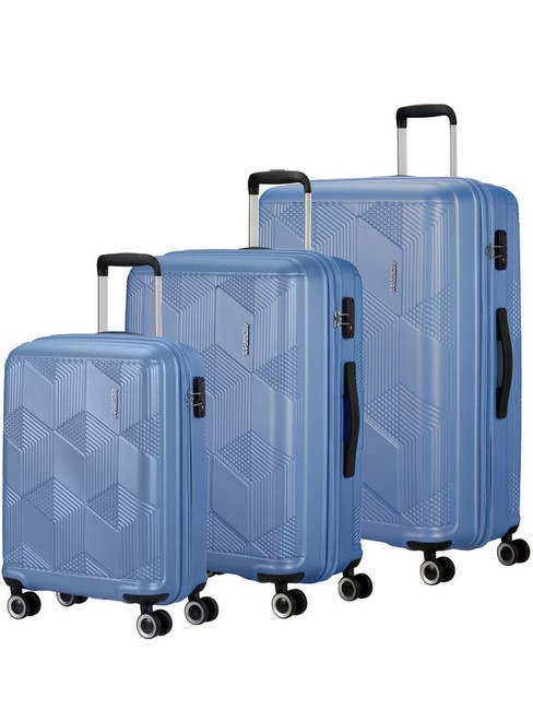 AMERICAN TOURISTER SUNCHASER Kabine + mittlerer + großer Trolley-Satz ruhiges Blau - Trolleyset