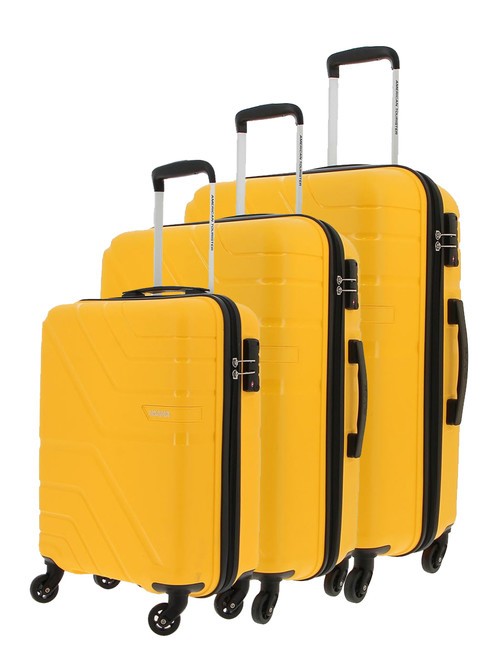 AMERICAN TOURISTER UPLAND Set mit 3 Trolleys: Kabine, mittel, groß gelb - Trolleyset