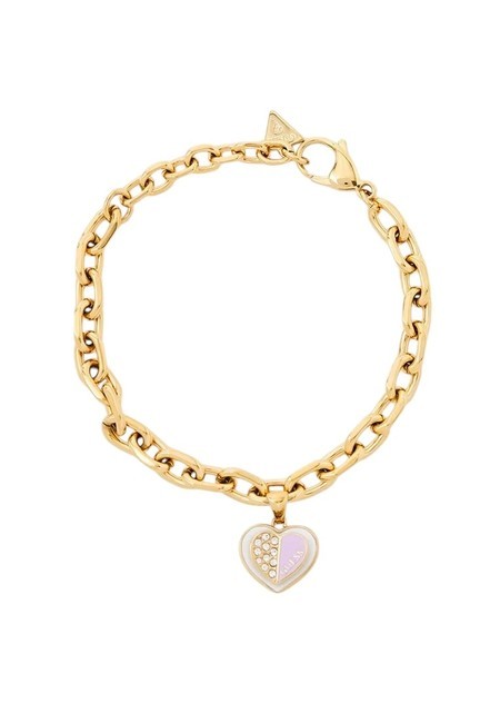 GUESS LOVELY GUESS Armband mit Herzanhänger Gelbgold/Flieder - Armbänder