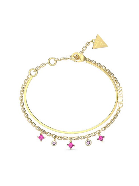 GUESS PERFECT LIAISON Doppeltes Armband mit Anhängern Gelbgold/Fuchsia - Armbänder