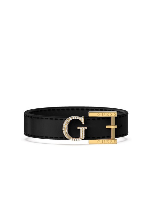 GUESS G KELLY Lederarmband Gelbgold/Schwarz - Armbänder