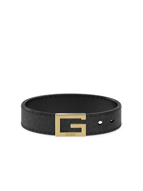 GUESS G KELLY Lederarmband Gelbgold/Schwarz - Armbänder