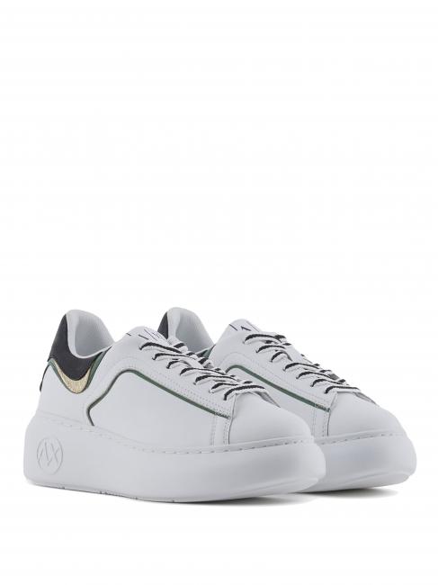 ARMANI EXCHANGE A|X Runner Ledersneaker op.weiß+Absinth - Damenschuhe