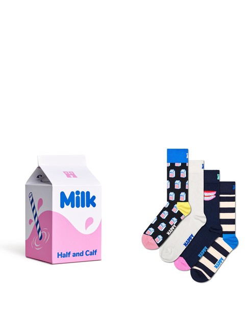 HAPPY SOCKS MILK CARTON Geschenkset mit 4 Paar Socken Weiß - Unisex-Socken