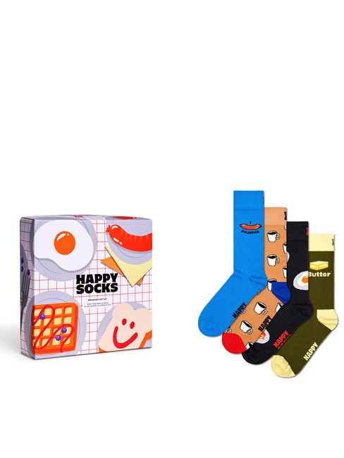 HAPPY SOCKS BREAKFAST Geschenkset mit 4 Paar Socken Blau - Unisex-Socken